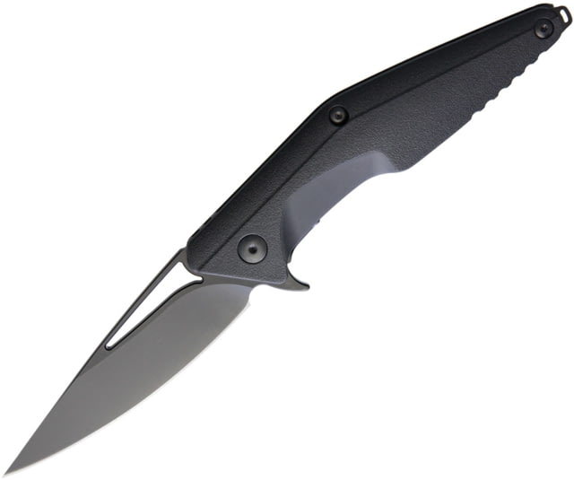 Brous Blades Division Linerlock Folding Knife 4.5in Blackout Finish D2 Tool Steel Blade Black Contoured Polymer Handle Thumb Pull Pocket Clip IMPORT - Brous Blades