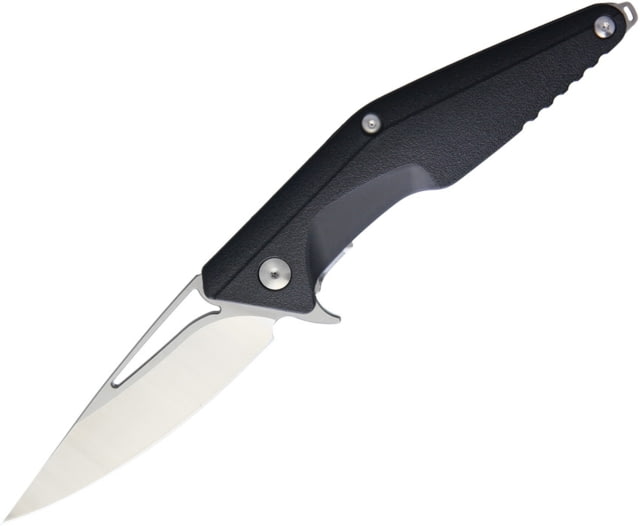 Brous Blades Division Linerlock Folding Knife 4.5in Satin D2 Tool Steel Blade Black Contoured Polymer Handle Thumb Pull Pocket Clip - Brous Blades