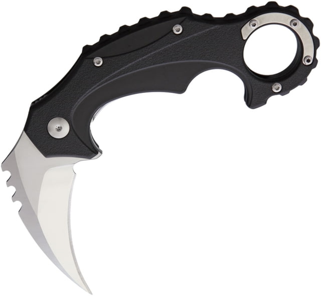 Brous Blades Enforcer Linerlock Folding Knife 2.5in D2 Tool Steel Blade Black Contoured Polymer Handle Finger Ring Pocket Clip - Brous Blades