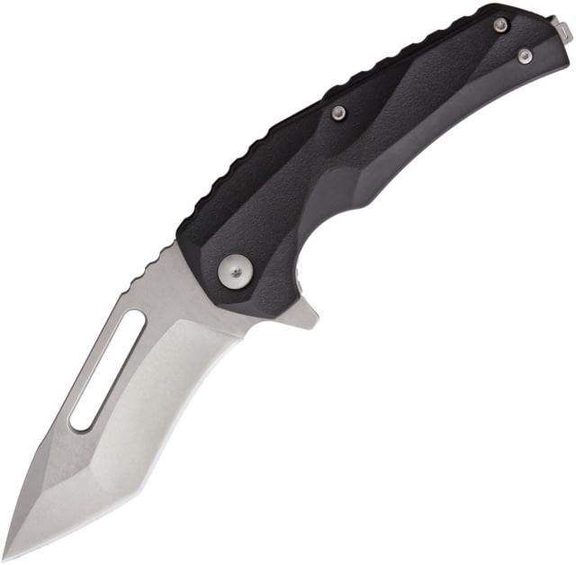 Brous Blades Reloader Linerlock Folding Knife 3.75in Stonewash SS Blade Black Synthetic Handle Thumb Pull Pocket Clip - Brous Blades
