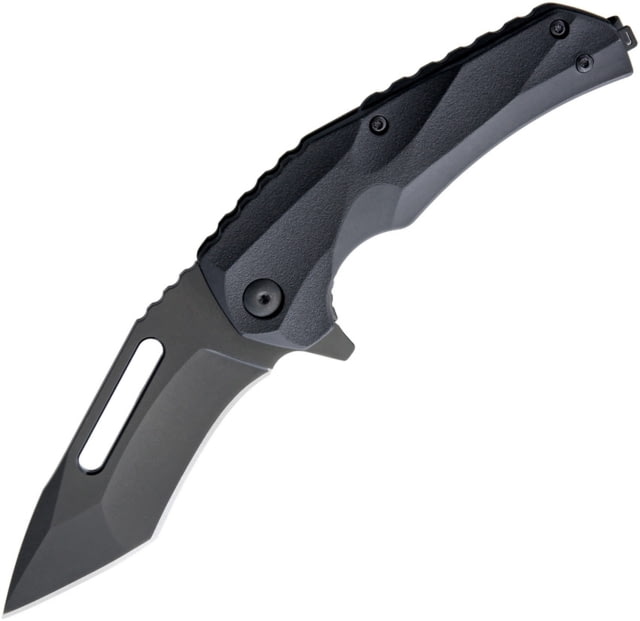 Brous Blades Reloader Linerlockout Folding Knife 3.75in Black SS Blade Black Synthetic Handle Thumb Pull Pocket Clip - Brous Blades