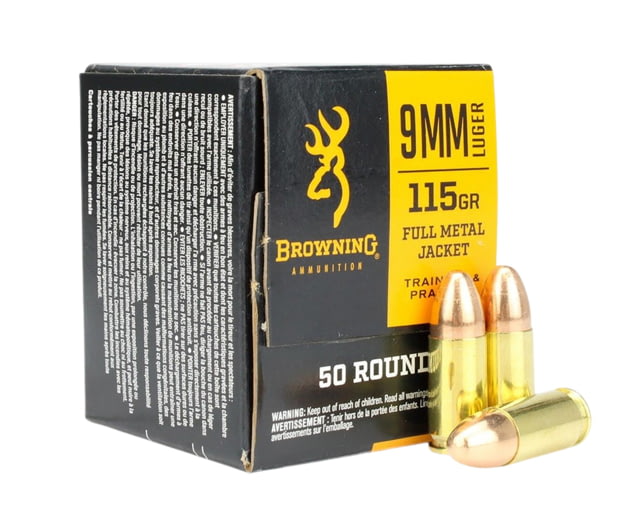 Browning Ammo 9mm 115gr Full Metal Jacket Pistol Ammo50 Per Box/20 Case wning 9mm 115gr Full Metal Jacket Pistol50 Per Box/20 Case Ammo