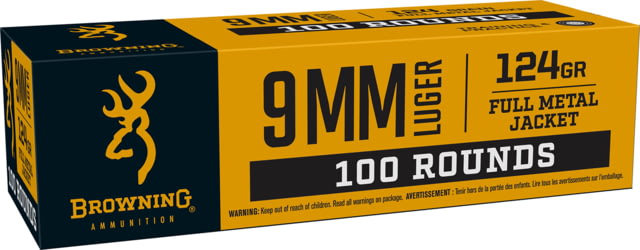 wning 9mm 124gr Full Metal Jacket Pistol100 Per Box/10 Case Value Pack Ammo