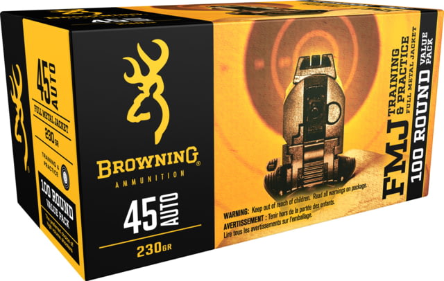 wning FMJ .45 ACP 230 Grain Full Metal Jacket Centerfire Pistol 100 Rounds Ammo