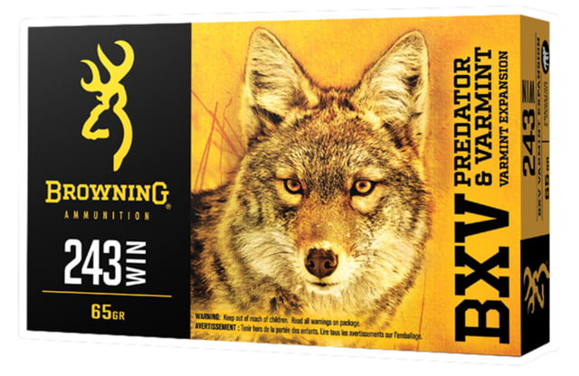 Browning BXV .243 Winchester 65 Grain Polymer Tip Centerfire Rifle Ammo 20 Rounds wning BXV .243 Winchester 65 Grain Polymer Tip Centerfire Rifle 20 Rounds Ammo