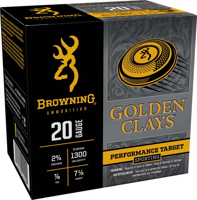 wning Golden Clays Performance Target Sporting 20 Gauge 7/8 Oz 2 3/4in Shotgun #7.5 25 Rounds Ammo