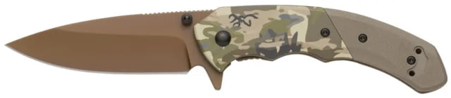 Browning Auric Folding Knife 3.375in D2 High Carbon Steel Drop Point G10 Handle N
