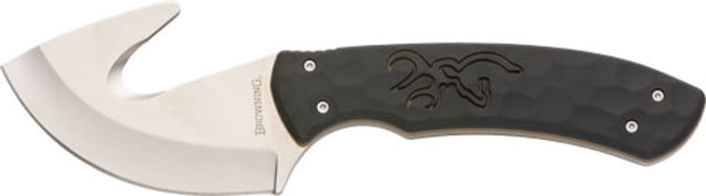 Browning Primal Breakdown Gut Hook/Caper Knife 3in 8Cr13moV Stainless Steel Full Tang Black Matte Rubber Handle - Browning