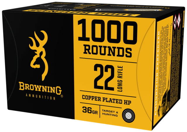 wning BPR .22 Long Rifle 36 Grain Copper Plated Hollow Point Rimfire 1000 Rounds Ammo