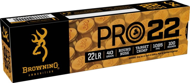 wning Pro-22 .22 Long Rifle 40 Grain Jacketed Hollow Point Brass Cased 100 Rounds Ammo