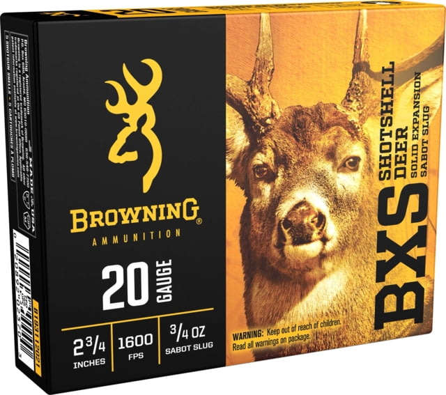 wning BSX 20 Gauge 3/4 Oz 2.75in Sabot Slug Centerfire Shotgun Slug 5 Rounds Ammo