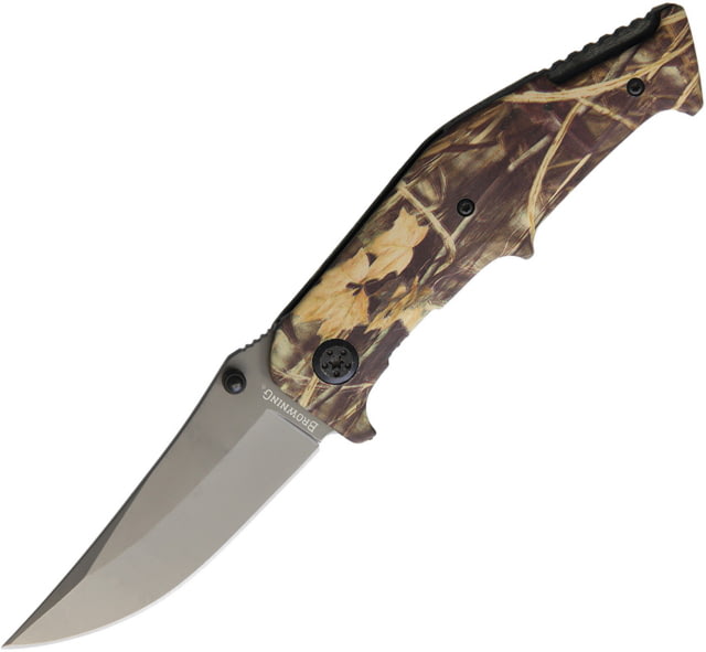 Browning Camo Linerlock A/O Folding Knife 3.13" gray titanium coated stainless clip point bl Camo aluminum handle - Browning