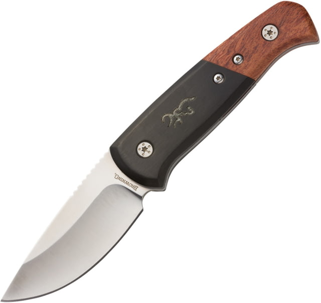 Browning Fixed Blade Knife with Wood Handle 3" satin finish stainless drop point blade Black and brown