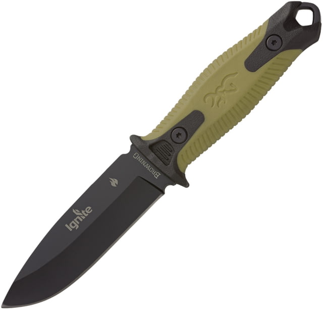 Browning Ignite 2 Fixed Blade Knife - Box 4in 7Cr17Mov Drop Point Green Injection Molded Handle Green - Browning