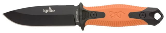 Browning Ignite 2 Fixed Blade Knife - Box 4in 7Cr17Mov Drop Point Orange Injection Molded Handle Orange