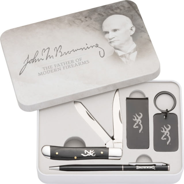 Browning 2024 John M. Browning Combo W/gift Tin Fixed Blade Knife 2.75 in Blade Stainless Steel - Browning