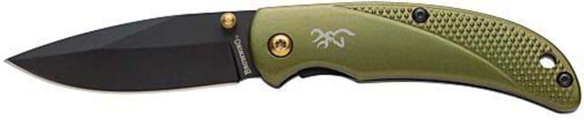 Browning Prism III Folding Knife 2.78in Black Oxide Drop Point Blade 7Cr17MoV Stainless Steel Green Aluminum Handle - Browning