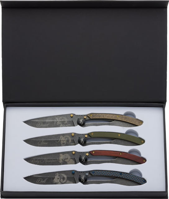 Browning Sheep Collection 4-Piece Knife Set 3.5in Sandvik 14C2B Stainless Steel Copper Handle Scale - Browning