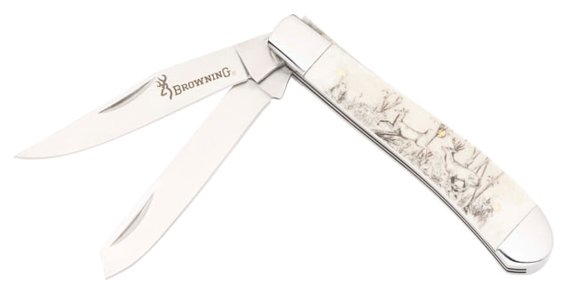Browning Whitetail Trapper Natural Bone Scale 3in Folding Knife Bone One Size - Browning