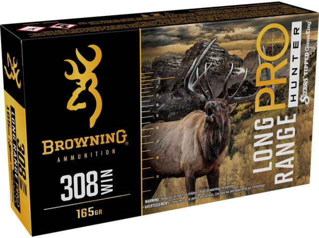 Browning Long Range Pro .308 Winchester 165 Grain Sierra Tipped GameKing Nickel Plated Brass Cased Centerfire Rifle Ammo 20 Rounds wning Long Range Pro .308 Winchester 165 Grain Sierra Tipped GameKing Nickel Plated Brass Cased Centerfire Rifle 20 Rounds Ammo