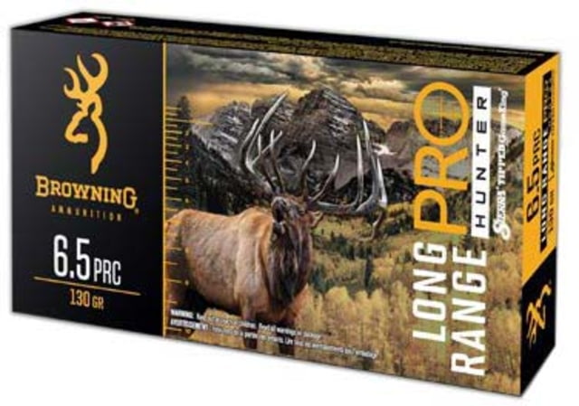 Browning Long Range Pro 6.5mm PRC 130 grain Sierra Tipped GameKing Nickel Plated Brass Cased Centerfire Rifle Ammo 20 Rounds - Browning