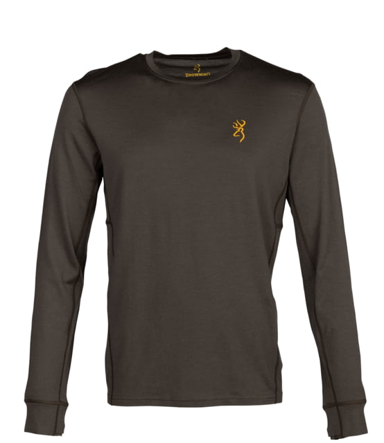 Browning Merino Crew Long Sleeve Baselayer Shirt - Mens Medium Major Brown