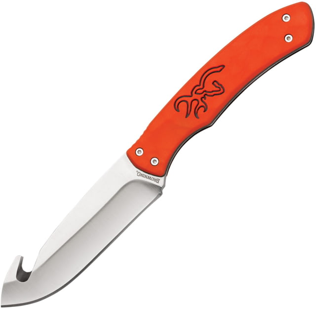 Browning Primal Guthook Org 3.75 in Fixed Blade Knife Orange rubber - Browning
