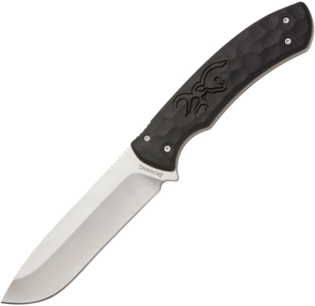 Browning Primal Fixed Blade Skinner Knife 3.75" satin finish 8Cr13MoV stainless skinner blad Black rubberized polymer handle - Browning