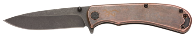 Browning Rivet Folder 3in Knife Drop Point D2 Steel Blade Laminate Handle Copper - Browning