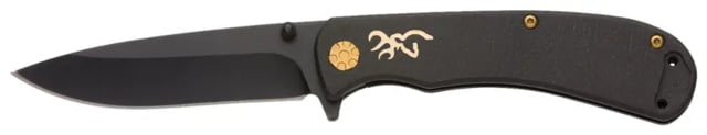 Browning Rivet Folding Knife 3in D2 High Carbon Steel Drop Point Laminate Handle N - Browning