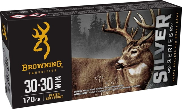 wning SILVER SERIES 30-30 WIN 170 Grain Plated Soft Point Brass Rifle 20 Rounds Ammo