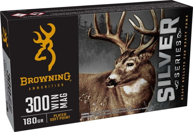 Browning SILVER SERIES 300 WIN MAG 180 Grain Plated Soft Point Brass Rifle Ammo 20 Rounds