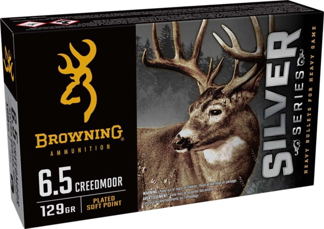 wning SILVER SERIES 6.5 Creedmoor 129 Grain Plated Soft Point Brass Rifle 20 Rounds Ammo