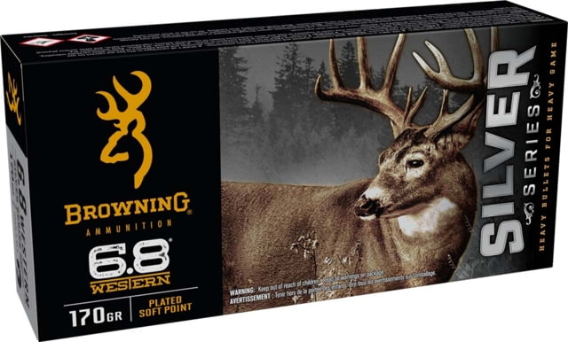 wning SILVER SERIES 6.8 Western 170 Grain Plated Soft Point Brass Rifle 20 Rounds Ammo