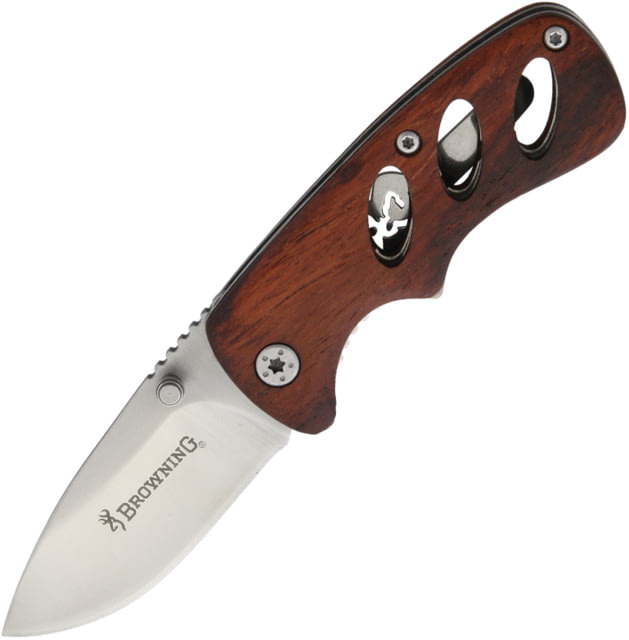 Browning Small Cocobolo Linerlock Folding Knife2in440 Stainless SteelStandard EdgeDrop PointSatinCocobolo Wood Handle - Browning