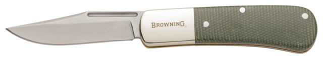 Browning Steambank Folding Knife 2.5in Swedish Sandvik 12C27 Clip Point Resin Laminated Canvas Handle N - Browning