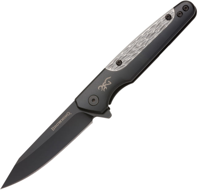 Browning Tie Fork Folding Knife - Box 3in D2 High Carbon Steel Drop Point Titanium Handle N - Browning
