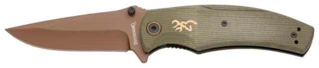 Browning Trailside Folding Knife 3.5in D2 High Carbon Steel Drop Point Laminate Handle N - Browning