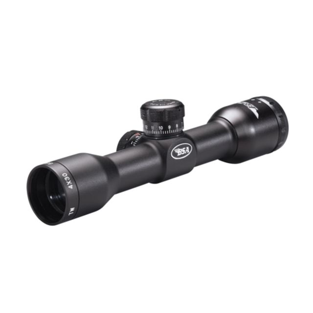 USED BSA Optics Tactical Weapon Rifle Scope 4x30mm Mil-Dot Reticle w/Rings AR & SKS Mount Scope Black Matte TW4X30 - Bsa Optics
