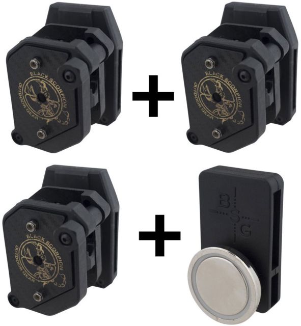Black Scorpion Outdoor Gear IPSC / USPSA Black Scorpion 3 Storm I Pouches w/ 1 Magnetic Magazine Pouch Black - Black Scorpion Outdoor Gear