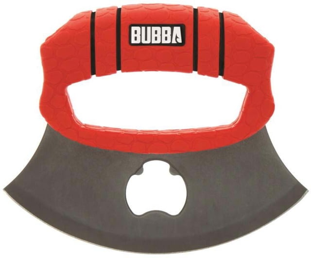 Bubba Blade Ulu Knife & Bottle Opener On Sheath Stainless Steel Red/Black Handle