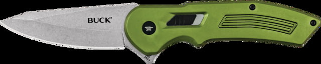 Buck Knives 261 Hexam Assist Knife 3.33in 7Cr Stainless Steel Straight Aluminum Satin O.D.Green