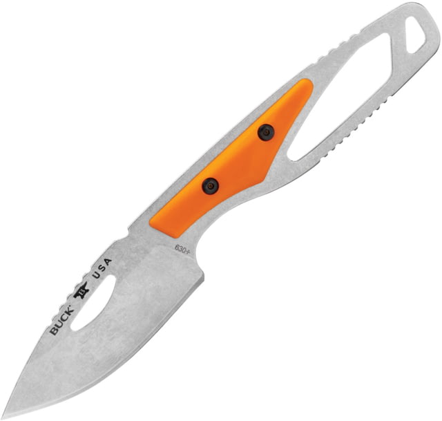 Buck Knives 630 Paklite 2.0 Orange Hide Knife 6.75in Overall 2.75in Stonewash 420HC Stainless Drop Point Blade Orange GFN Handle Black Polypropylene