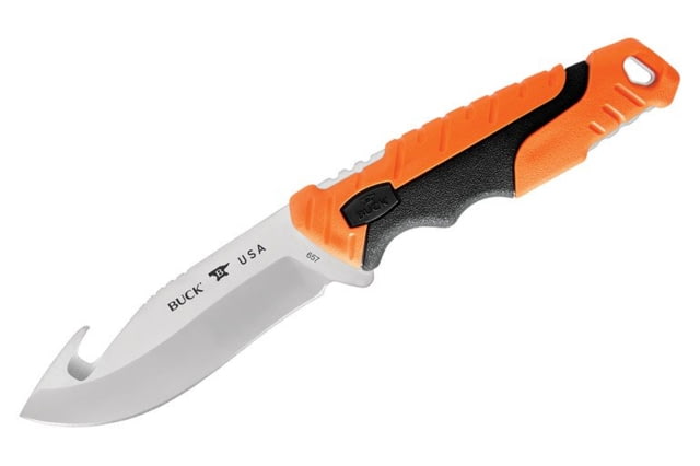 Buck Knives 657 Pursuit Pro Large Knife 4.5in S35VN Guthook Satin Blade Versaflex Orange/Black Handle 0657ORG