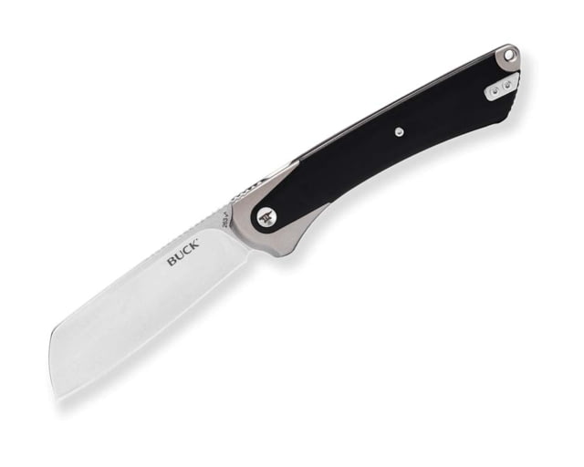 Buck Knives 263 HiLine XL Folding Knife w/ Aluminum Bolsters 5.13in Closed 3.75in D2 Tool Steel Tumbled Cleaver Blade Black Canvas Micarta Handle - Buck Knives