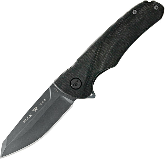 Buck Knives 843 Sprint Ops Folding Knife 4.25in Closed 3.13in CPM S30V Black Cerakote Reverse Tanto Blade Black Canvas Micarta Handle - Buck Knives