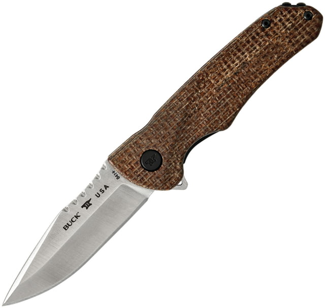 Buck Knives 841 Sprint Pro Folding Knife 4.25in Closed 3.13in CPM S30V Satin Drop Point Blade Brown Burlap Micarta Handle - Buck Knives