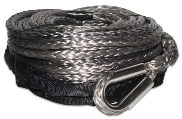 Bulldog Winch Synthetic Rope 9.5mm x 75ft Grey,w/ 6ft Abrasion Sleeve, 20124 by USA Bulldog Winch Specialty Outdoor Gear