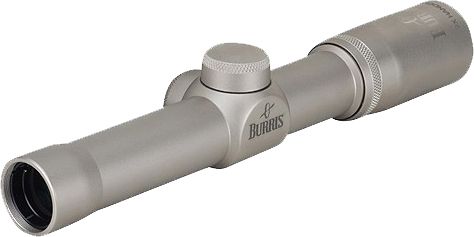 Burris 2x20mm Handgun Scope 1 in Tube Second Focal Plane Nickel Non-Illuminated Plex Reticle MOA Adjustment Silver