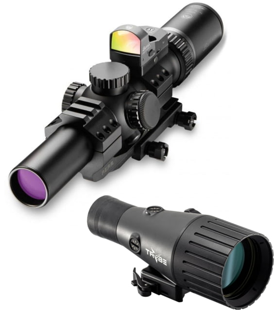 Burris RT-6 1-6x24 mm Rifle Scope, 30mm Tube, Second Focal Plane, Red Ballistic AR 5X Reticle, Matte, Black, w/TRYBE Optics Enhancer Rifle Scope Magnification Quadrupler, 200475-KIT2 by USA Burris AR15 Rifle Scopes
